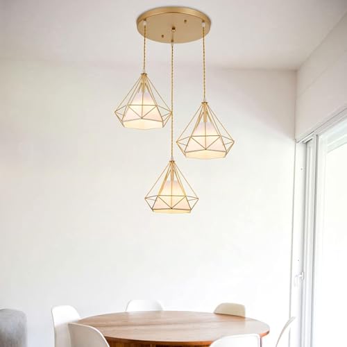 Genérico Candelabros LED Compatible with el hogar, lámpara colgante de 3 cabezas de hierro forjado, lámpara colgante moderna de lujo Compatible with restaurante y, luz de techo