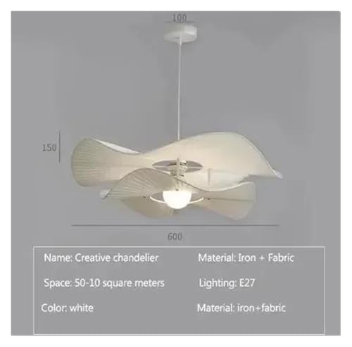 Genérico Lámpara Colgante de Tela con Luces LED, Estilo nórdico de Crema, for Sala de Estar, Dormitorio, decoración del hogar, candelabro con Flores