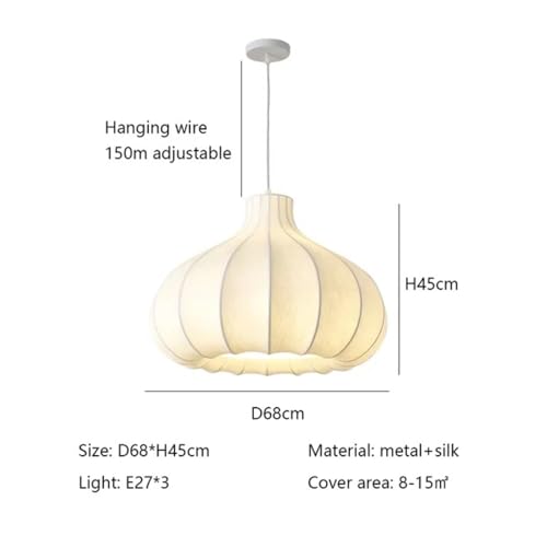 Genérico Luces colgantes de seda de cebolla japonesa estilo crema francés comedor cocina candelabro iluminación lámparas de dormitorio Accesorios