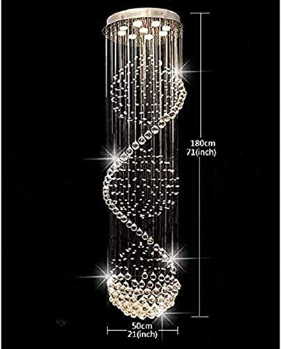 Genérico Candelabros LED de Lujo Moderno, Gran vestíbulo, candelabro de Cristal, Esfera en Espiral, candelabro de Cristal en Forma de Gota de Lluvia, Araña de Techo