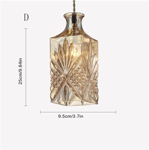 Genérico Candelabros Lámpara de araña de cristal - Lámpara de techo de araña retro Bar Sala de estar Comedor Lámpara de araña de botella de vidrio Iluminación, luz de techo