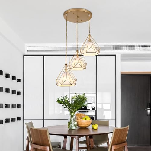 Genérico Candelabros LED Compatible with el hogar, lámpara colgante de 3 cabezas de hierro forjado, lámpara colgante moderna de lujo Compatible with restaurante y, luz de techo