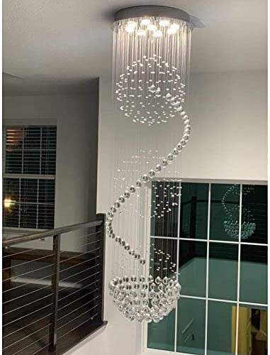 Genérico Candelabros LED de Lujo Moderno, Gran vestíbulo, candelabro de Cristal, Esfera en Espiral, candelabro de Cristal en Forma de Gota de Lluvia, Araña de Techo