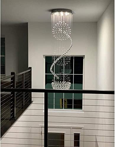 Genérico Candelabros LED de Lujo Moderno, Gran vestíbulo, candelabro de Cristal, Esfera en Espiral, candelabro de Cristal en Forma de Gota de Lluvia, Araña de Techo