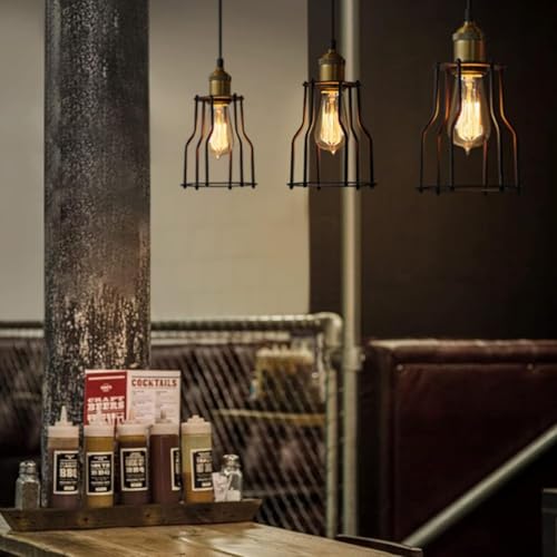 Genérico Luces colgantes, candelabro de hierro forjado, colgante de escalera retro, luz colgante LED, colgante ajustable, compatible con comedor y sala de estar, luz de techo