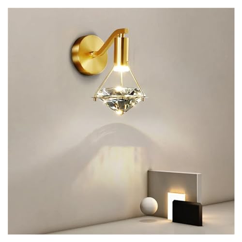 Genérico Lámpara de pared con aplique de diamante K9, luz de cobre de lujo, luz de pared interior, fondo de TV minimalista, lámpara de noche Compatible with, Candelabros