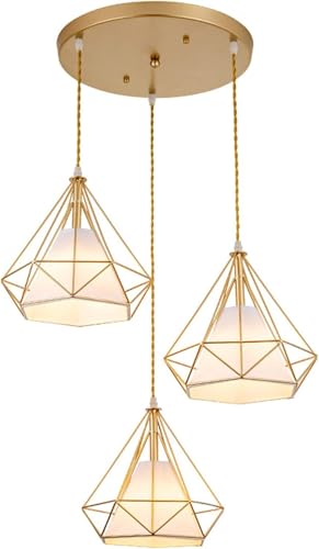 Genérico Candelabros LED Compatible with el hogar, lámpara colgante de 3 cabezas de hierro forjado, lámpara colgante moderna de lujo Compatible with restaurante y, luz de techo