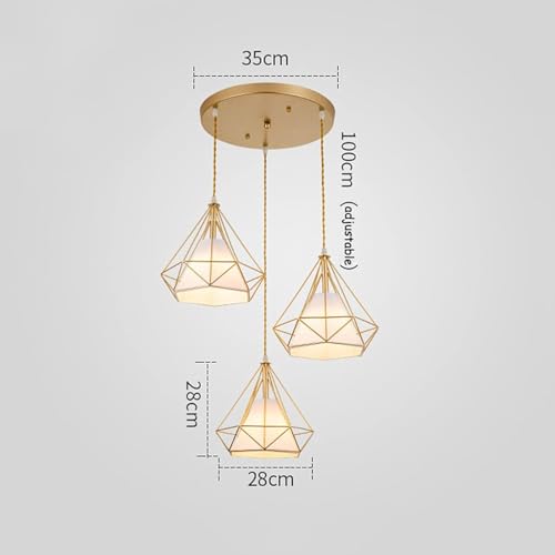 Genérico Candelabros LED Compatible with el hogar, lámpara colgante de 3 cabezas de hierro forjado, lámpara colgante moderna de lujo Compatible with restaurante y, luz de techo