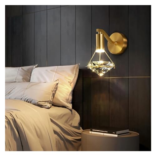 Genérico Lámpara de pared con aplique de diamante K9, luz de cobre de lujo, luz de pared interior, fondo de TV minimalista, lámpara de noche Compatible with, Candelabros