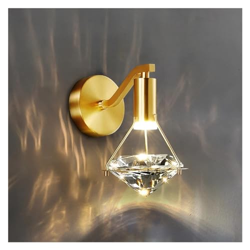 Genérico Lámpara de pared con aplique de diamante K9, luz de cobre de lujo, luz de pared interior, fondo de TV minimalista, lámpara de noche Compatible with, Candelabros