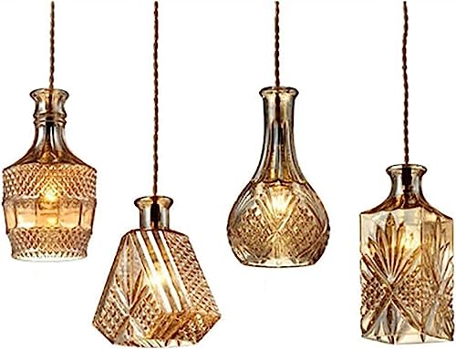 Genérico Candelabros Lámpara de araña de cristal - Lámpara de techo de araña retro Bar Sala de estar Comedor Lámpara de araña de botella de vidrio Iluminación, luz de techo