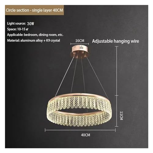 Genérico Nuevo Candelabro LED de cristal moderno, candelabro redondo italiano, lámpara de techo Compatible with salón,
