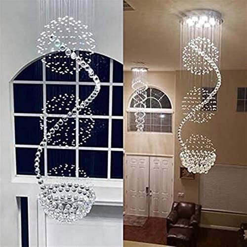 Genérico Candelabros LED de Lujo Moderno, Gran vestíbulo, candelabro de Cristal, Esfera en Espiral, candelabro de Cristal en Forma de Gota de Lluvia, Araña de Techo