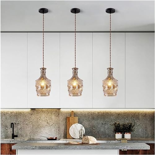 Genérico Candelabros Lámpara de araña de cristal - Lámpara de techo de araña retro Bar Sala de estar Comedor Lámpara de araña de botella de vidrio Iluminación, luz de techo