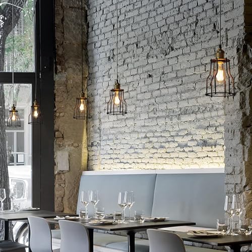 Genérico Luces colgantes, candelabro de hierro forjado, colgante de escalera retro, luz colgante LED, colgante ajustable, compatible con comedor y sala de estar, luz de techo
